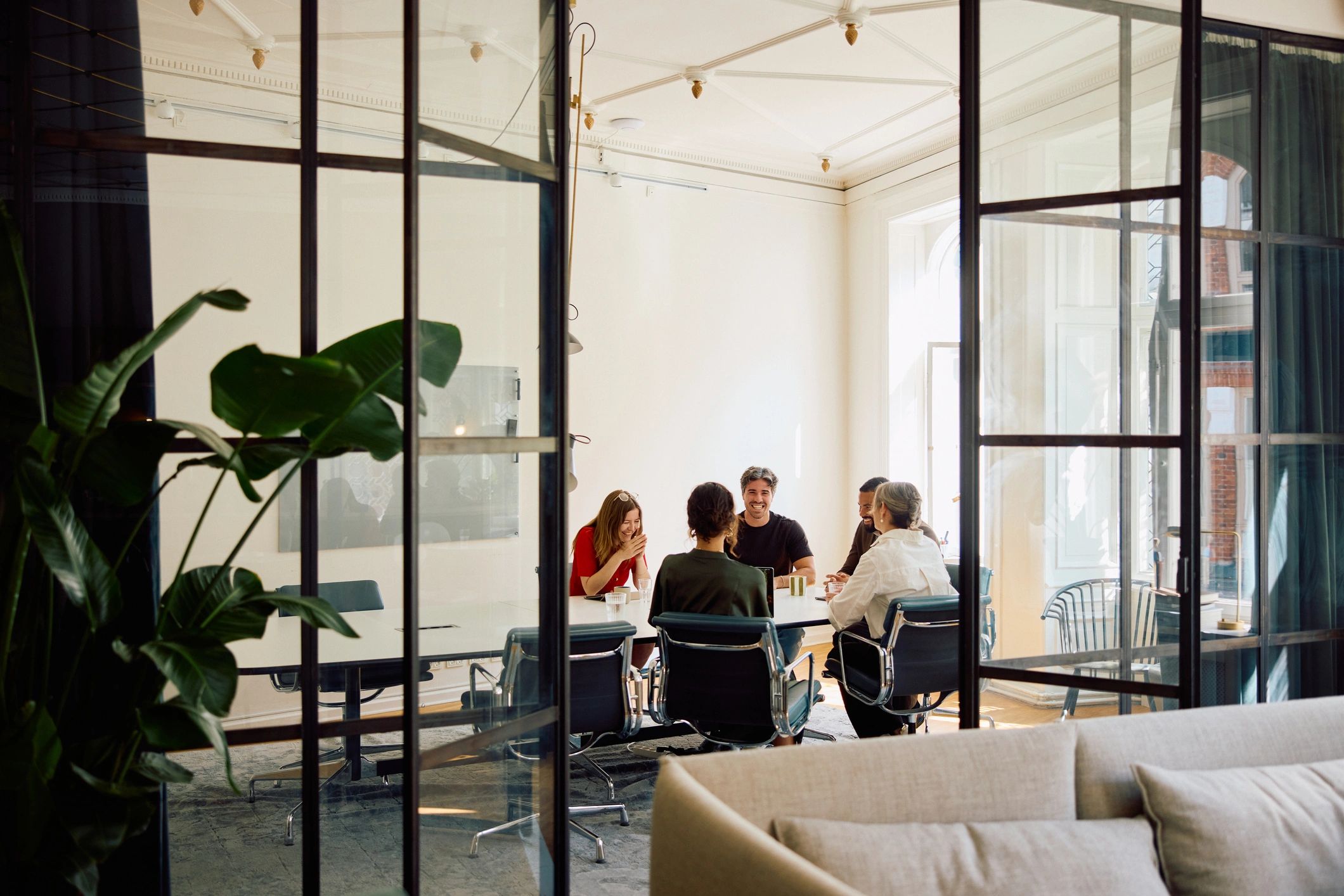 Entrepreneurs collaborating in a modern office