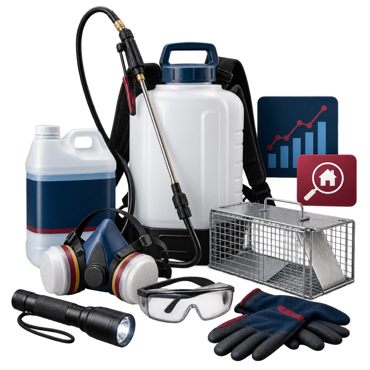 Pest-control treatment and inspection equipment with marketing performance graphics